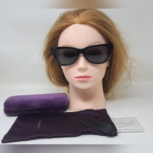 Gucci Sunglasses Cat Eye Mother of Pearl Black Gray GG0598S 001 53-18-145 - Picture 2 of 16